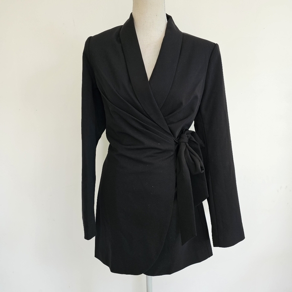 Showpo. "Rosia" Black Blazer Wrap Mini Dress - Picture 2 of 10